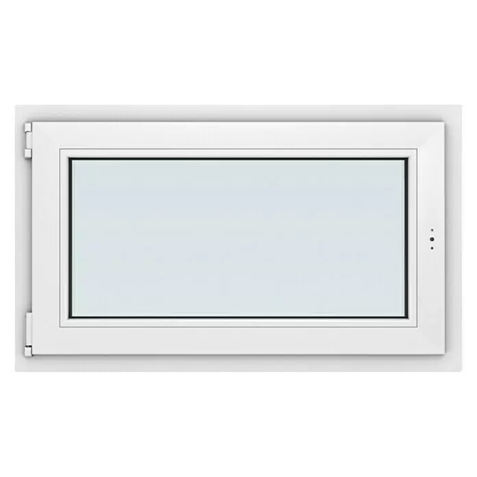 Solid Elements Kunststofffenster New Basic - 100 x 60 cm, Verglasung: 2-fach, DIN Anschlag: Links, Weiß - Weißes rechteckiges Fenster mit Klarglasscheibe und sichtbaren Seitenbändern.