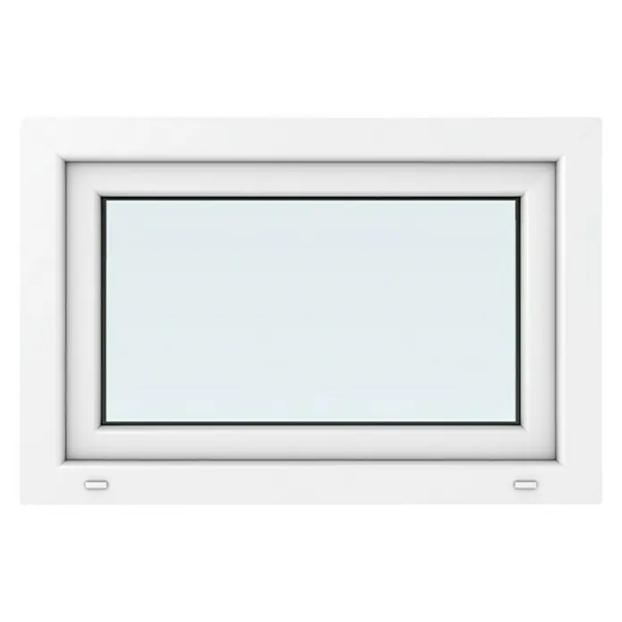 Solid Elements Kunststofffenster New Basic - 90 x 60 cm, Verglasung: 2-fach, DIN Anschlag: Rechts, Weiß - Weißes rechteckiges Fenster mit schmalem Rahmen und transparentem Glas. Das Fenster ist sauber, modern und lichtdurchlässig.