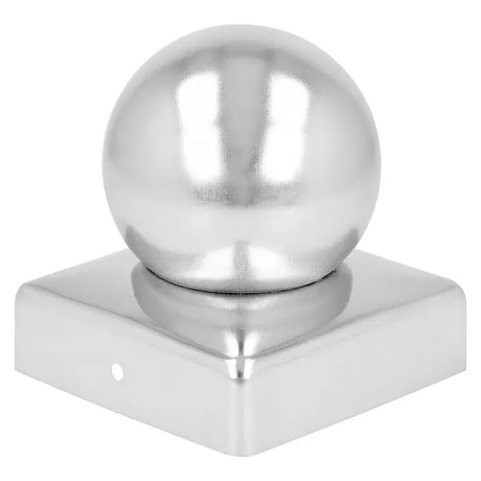 Pfostenkappe Kugel - 70 x 70 mm, Edelstahl - Silberne Pfostenkappe mit Kugelaufsatz für einen stilvollen und edlen Abschluss. Perfekt für Zäune und Geländer.