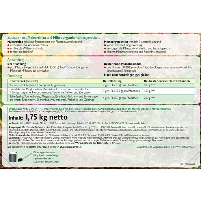 Neudorff Azet Staudendünger1,75 kg Detail Shot