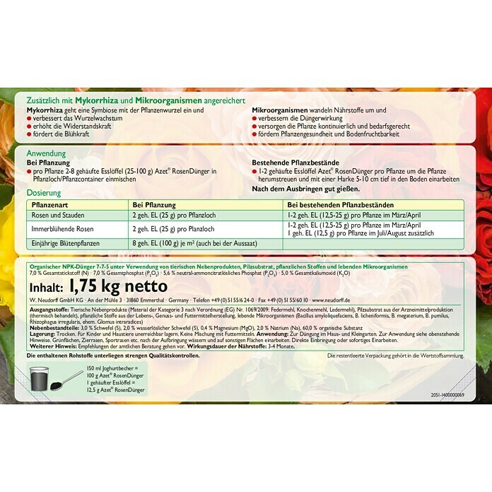 Neudorff Azet Rosendünger1,75 kg Detail Shot
