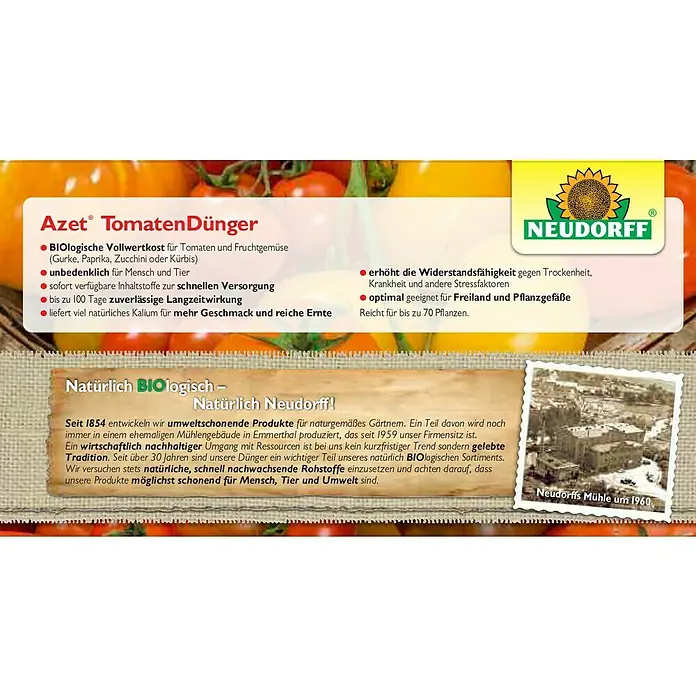 Neudorff Azet Tomatendünger - 1,75 kg - Azet TomatenDünger von Neudorff: Bio-Vollwertkost für Tomaten und Fruchtgemüse, stärkt die Pflanzen und ist unbedenklich für Mensch und Tier.