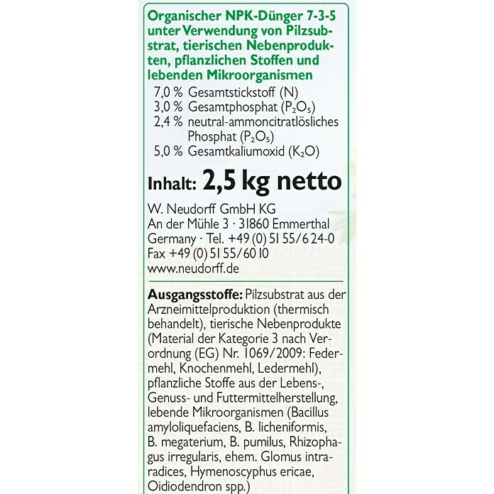 Neudorff Azet Rhododendrondünger2,5 kg Detail Shot