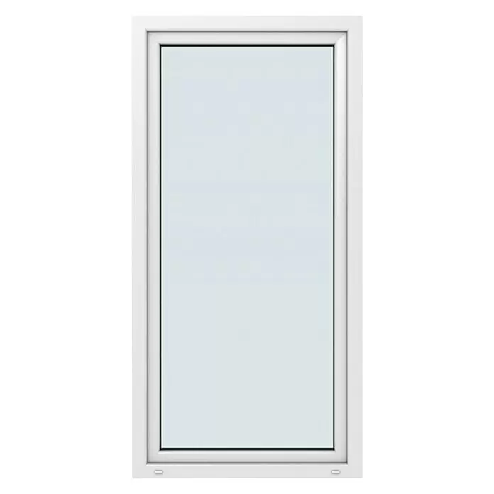 Solid Elements Balkontür New Basic - 100 x 200 cm, Verglasung: 2-fach, DIN Anschlag: Rechts, Weiß - Rechteckiges Fenster mit weißem Rahmen und Klarglasscheibe.