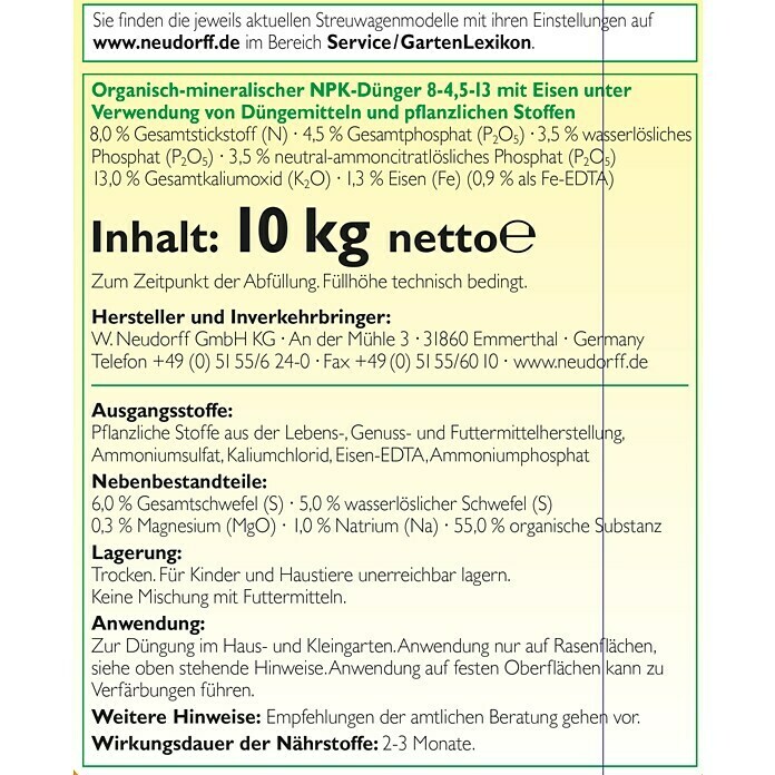 Neudorff Rasendünger Spezial 5 in 1 (10 kg)