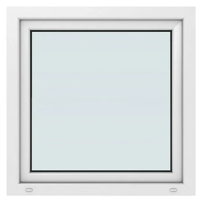 Solid Elements Kunststofffenster New Basic - 100 x 100 cm, Verglasung: 2-fach, DIN Anschlag: Rechts, Weiß - Nahaufnahme eines weißen Kunststofffensters, das durch sein schlichtes Design und die klaren Linien überzeugt. Ideal für moderne Wohnräume.