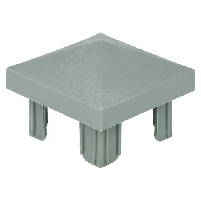 Pfostenkappe - B x H: 73,5 x 73,5 mm, Grau, Kunststoff - Grauer Kunststoff-Tischfuß mit quadratischer Platte. Der robuste Tischfuß ist ideal für Möbelreparaturen und DIY-Projekte.