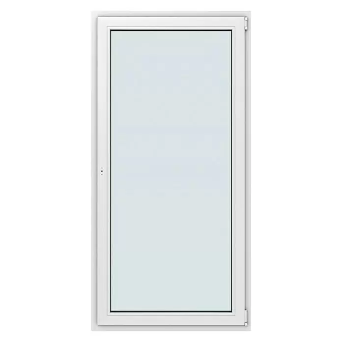 Solid Elements Balkontür New Basic - 100 x 200 cm, Verglasung: 2-fach, DIN Anschlag: Rechts, Weiß - Moderne weiße Tür mit vollflächiger transluzenter Glasscheibe und minimalistischem Design.