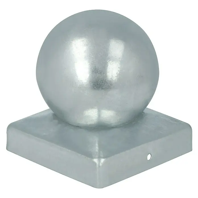 T & J Pfostenkappe Metall - 9 x 9 cm, Verzinkt, Rund - Silberne Zaunpfostenkappe mit Kugelform für einen eleganten und schützenden Abschluss des Zaunpfostens.