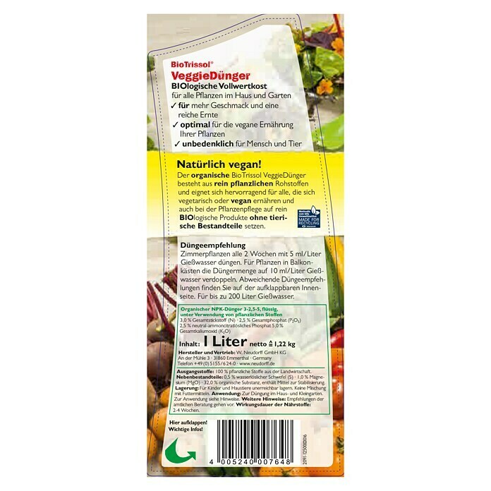 Neudorff Universaldünger Biotrissol Veggie (1 l)