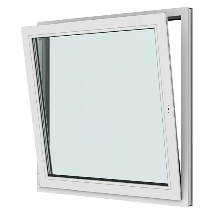 Solid Elements Kunststofffenster Basic120 x 120 cm, DIN Anschlag: Links, Weiß - Weißes Kippfenster mit klarem Glas und schlankem Rahmen, ideal für moderne Architektur und helle Räume.