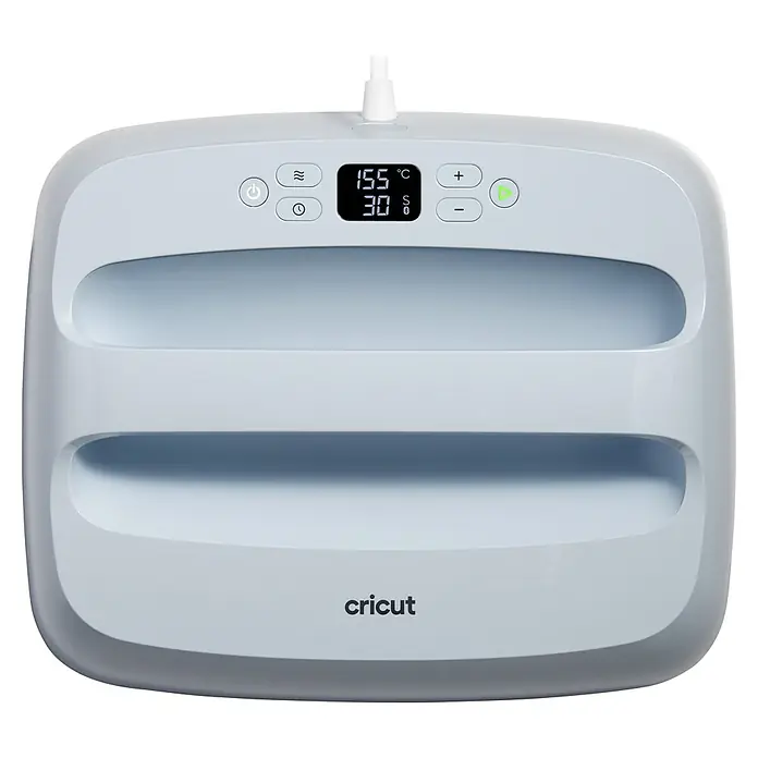 Cricut Transferpresse Easypress 3 - B x L: 30 x 25 cm, Passend für: Bügelfolien, Drucktechnologie: Wärmeübertragung - Cricut EasyPress 3: Eine moderne, hellblaue Transferpresse für müheloses Aufbringen von Bügelmotiven mit präziser Temperaturregelung.