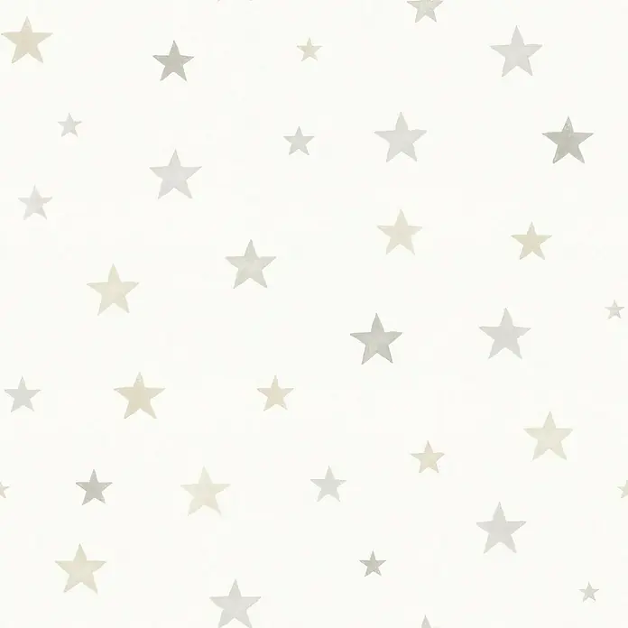 Papel pintado Estrellas fondeo - Blanco, Motivo decorativo, 10 x 0,53 m - Fondo claro de cielo estrellado con estrellas delicadas en tonos grises y beige, ideal para diseños relajantes y juguetones.
