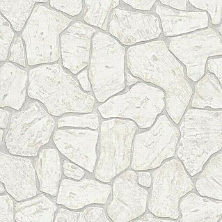 Papel pintado Piedra (Blanco, Efecto piedra, 10 x 0,53 m)