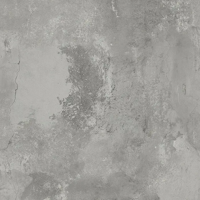 Papel pintado Cemento Liso - Gris, Efecto cemento, 10 x 0,53 m - Textura de hormigón gris con grietas y zonas desgastadas, ideal para fondos y texturas.