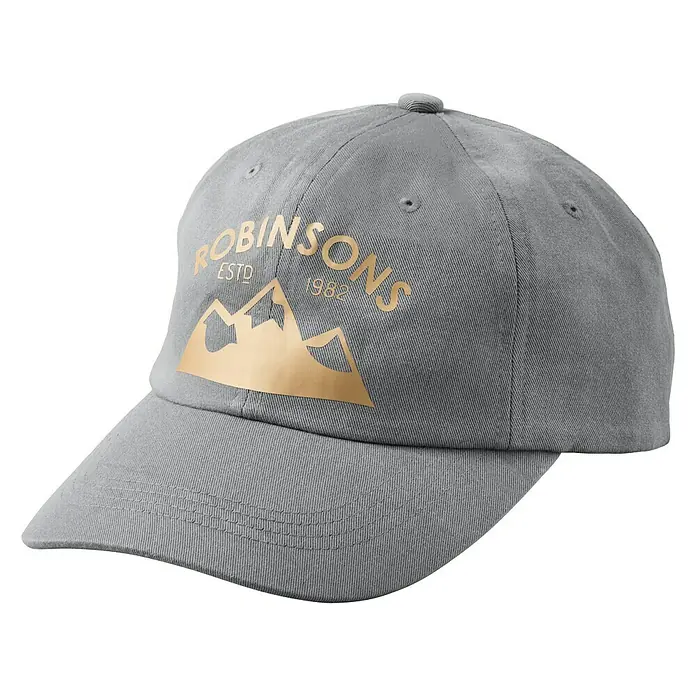 Cricut Mütze - Einheitsgröße, Grau, 3 Stk. - Graue Robinsons-Kappe mit goldfarbenem Logo und Bergmotiv, eine stilvolle und praktische Kopfbedeckung für den Alltag.