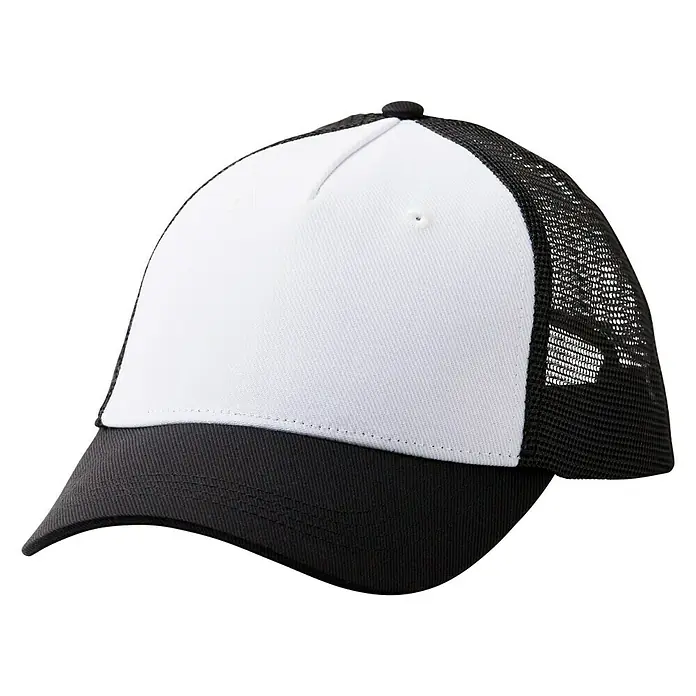 Cricut Mütze Trucker Hat - Einheitsgröße, Weiß, 3 Stk. - Weißes Baseballcap mit schwarzem Schirm und schwarzem Netzgewebe. Ein lässiges Accessoire für sonnige Tage.
