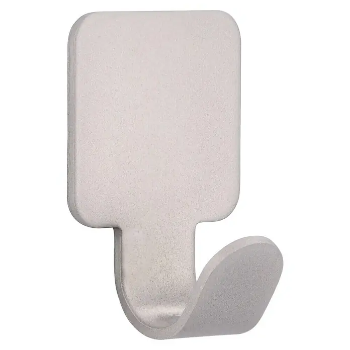 Siro Handtuchhaken 2319/ZN4KV3S - Gesamtstückzahl: 3 Stk., L x B x H: 20 x 30 x 16 mm, Vernickelt - Nahaufnahme eines silbernen selbstklebenden Hakens. Ideal für die einfache Anbringung an Wänden und anderen Oberflächen ohne Bohren.