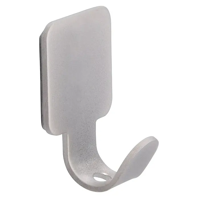 Siro Handtuchhaken 2319/ZN4KV3S - Gesamtstückzahl: 3 Stk., L x B x H: 20 x 30 x 16 mm, Vernickelt - Nahaufnahme eines weißen, modernen Wandhakens mit abgerundeten Kanten und einem Loch für die Befestigung. Ideal für Bad oder Küche.