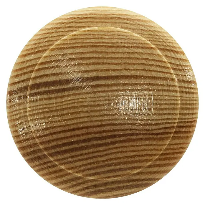 Siro Möbelknopf - Typ Möbelgriff: Knopf, Ø x L: 44 x 29 mm, Holz, Braun - Nahaufnahme eines runden Holzknopfs mit deutlicher Maserung. Ideal für Möbel und DIY-Projekte.