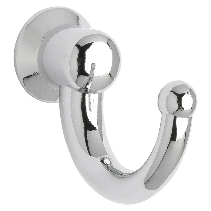 Siro Garderobenhaken - L x B x H: 30 x 12 x 22 mm, Chrom, Stahl - Ein glänzender, verchromter Kleiderhaken zur Wandmontage für Badezimmer oder Flur. Er bietet eine stilvolle Aufhängemöglichkeit für Kleidung und Handtücher.