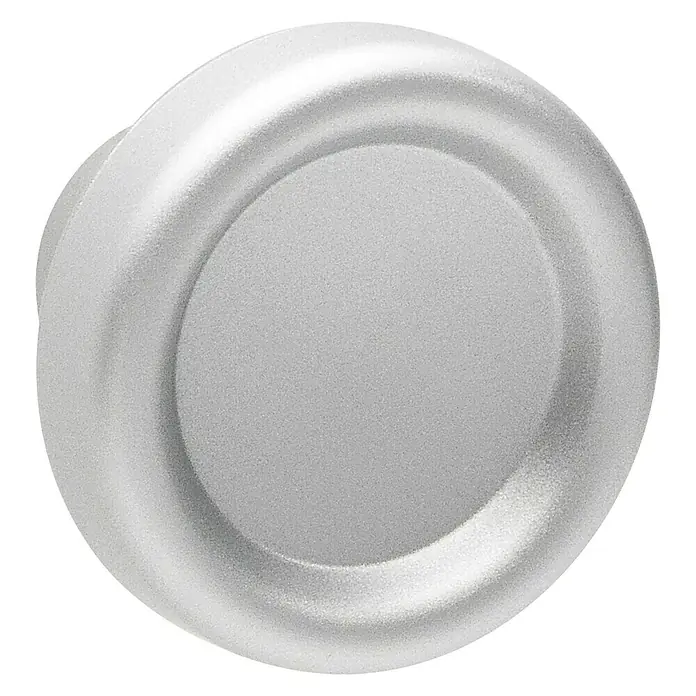 Siro Möbelknopf - Typ Möbelgriff: Knopf, Ø x H: 28 x 20 mm, Kunststoff, Silber - Nahaufnahme eines runden, silberfarbenen Türknopfs.