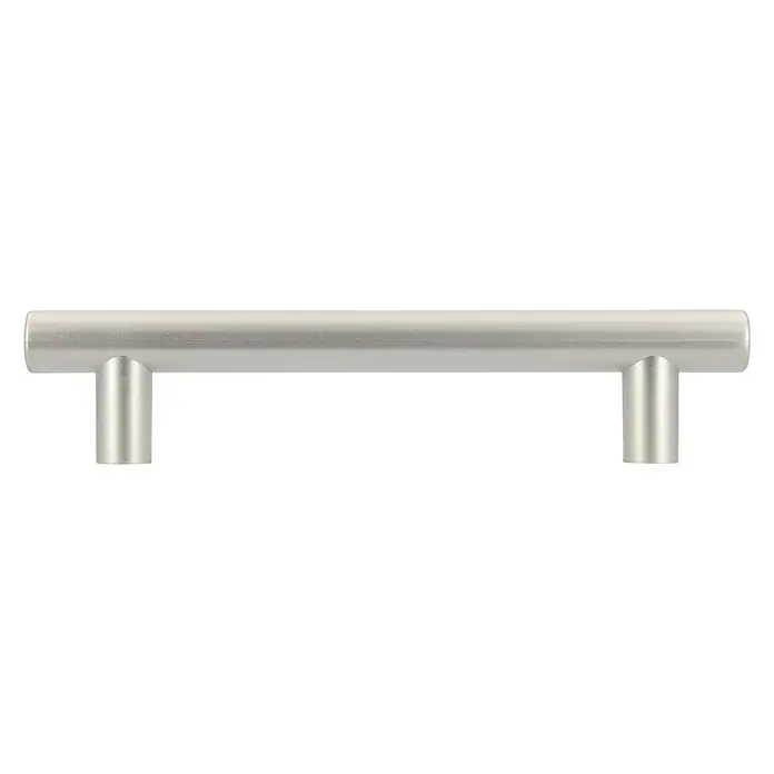 Siro Möbelgriff - Typ Möbelgriff: Stange, L x B: 130 x 28 mm, Kunststoff, Nickel - Ein horizontaler, gebürsteter Nickel-Schrankgriff mit T-förmigen Füßen, ideal für moderne Möbel und einfache Montage.