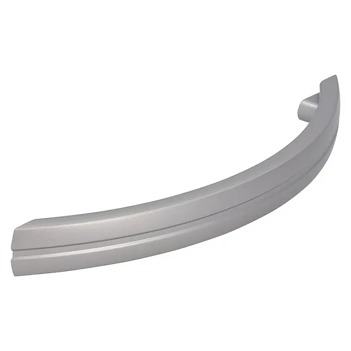 Siro Möbelgriff - Typ Möbelgriff: Bügel, L x B: 167 x 32 mm, Kunststoff, Nickel - Abgebildete silberne Zierleiste für Möbel mit eleganter Formgebung und einer feinen horizontalen Rille.