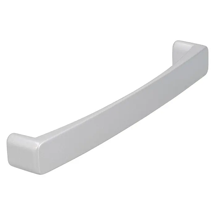 Siro Möbelgriff - Typ Möbelgriff: Bügel, L x B x H: 136 x 16 x 23 mm, Stahl, Silber, Matt - Elegante, gebogene silberfarbene Schrankgriffe. Ideal für moderne Möbel, mit klaren Linien und minimalistischem Design.