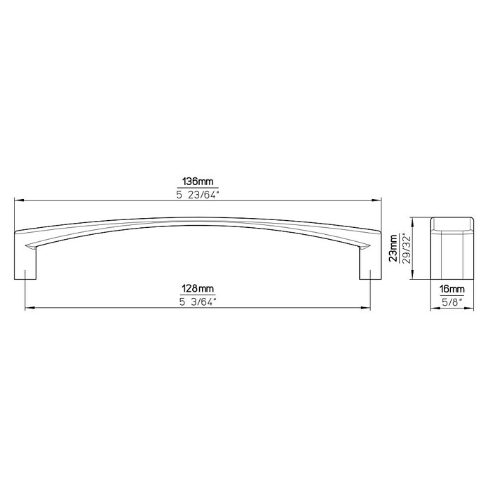 Siro Pohištveni ročaj  (Vrsta pohištvenega ročaja: Obešalnik, Do x Š x V: 136 x 16 x 23 mm, Jeklo, Srebrna, Mat) | 1150 - Möbelknöpfe und Griffe | AAEB - Möbelbeschläge | AAE - Beschläge | AA - Eisenwaren | A - Eisenwaren | BAUHAUS