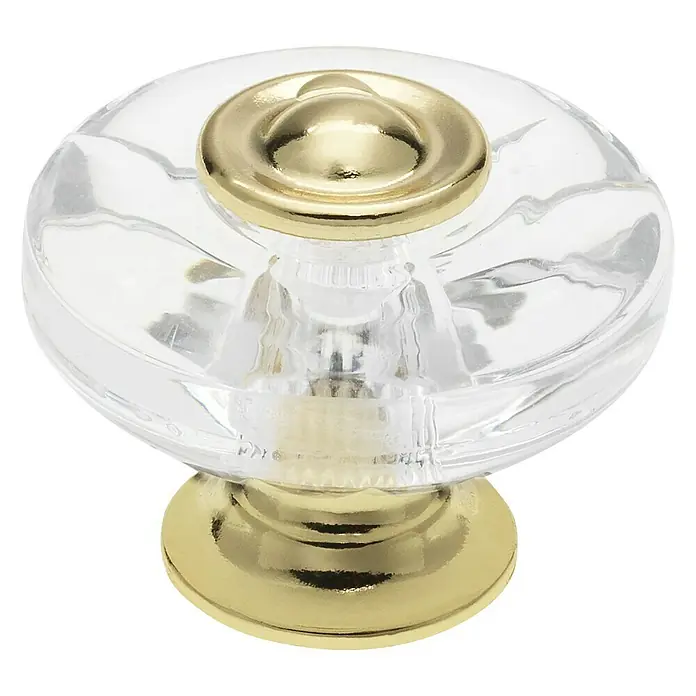 Siro Möbelknopf - Typ Möbelgriff: Knopf, Kunststoff, Sonstige, Durchmesser: 38 mm, Gold - Goldener und transparenter Möbelknopf, ideal für Schubladen und Schränke. Edles Design für stilvolle Akzente in jedem Raum.