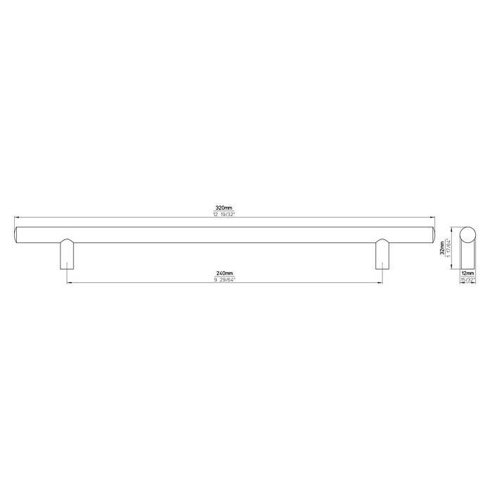 Siro Möbelgriff (Typ Möbelgriff: Bügel, L x B x H: 320 x 12 x 32 mm, Stahl, Edelstahl) | BAUHAUS