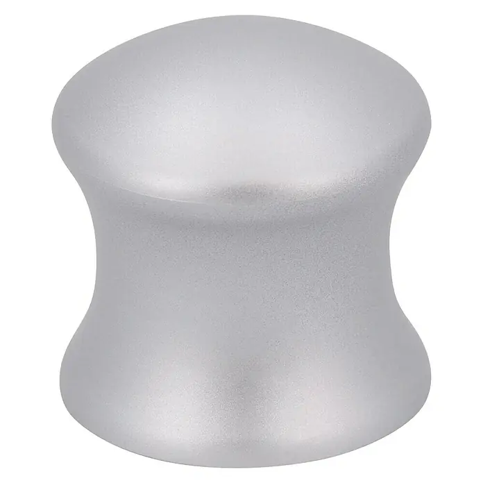 Siro Möbelknopf - Typ Möbelgriff: Knopf, Ø x H: 30 x 30 mm, Kunststoff, Silber - Nahaufnahme eines silberfarbenen Massagegeräts mit abgerundeter Form, ideal für Entspannung und Wellness.
