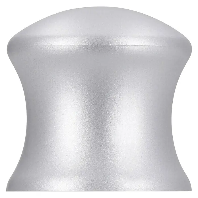 Siro Möbelknopf - Typ Möbelgriff: Knopf, Ø x H: 30 x 30 mm, Kunststoff, Silber - Nahaufnahme eines silbernen Massageknaufs mit glatter Oberfläche und abgerundeter Form, ideal für Entspannung und Wellness.