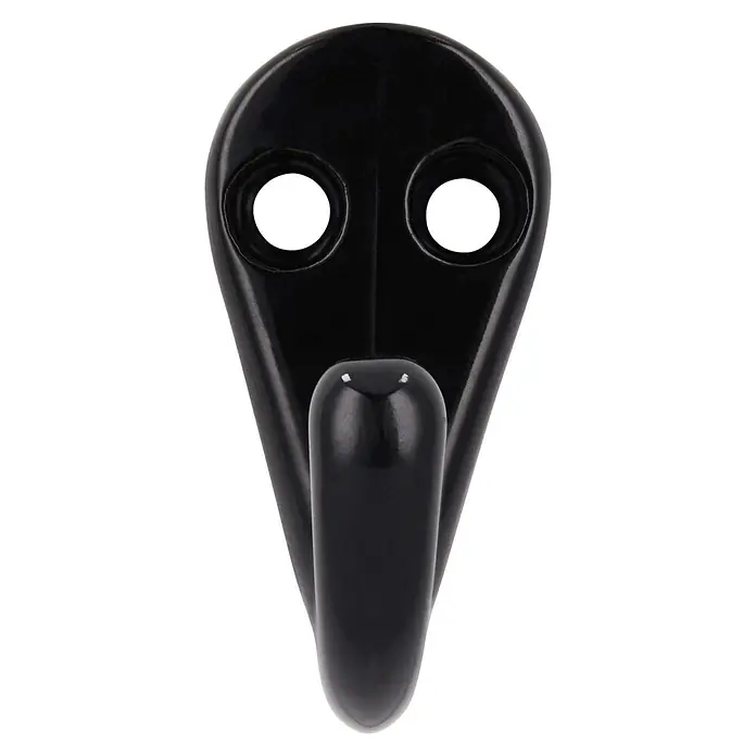 Siro Garderobenhaken 113/ PB8 - L x B x H: 20 x 41 x 33 mm, Anzahl Haken: 1 Stk. - Schwarzer Kleiderhaken mit zwei Löchern zur Befestigung. Ideal zum Aufhängen von Jacken und Mänteln im Flur.