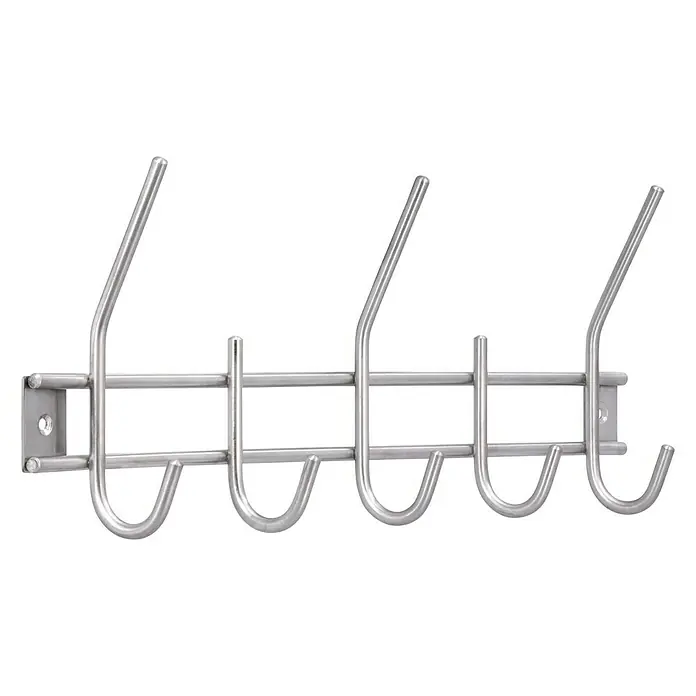 Siro Garderobenleiste - L x B x H: 380 x 150 x 50 mm, Anzahl Haken: 5 Stk. - Garderobenhakenleiste aus Metall mit sechs Haken für Jacken, Mäntel und andere Kleidungsstücke zur Wandmontage.