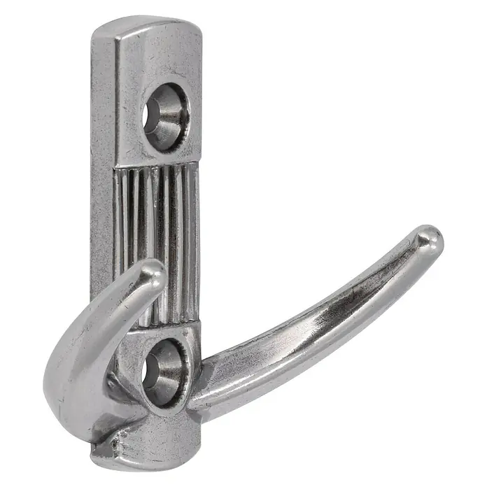 Siro Garderobenhaken 2214/ZN29 - L x B x H: 60 x 148 x 66 mm, Anzahl Haken: 1 Stk. - Ein glänzender Wandhaken aus Metall mit zwei Befestigungslöchern, ideal für Bad oder Garderobe.