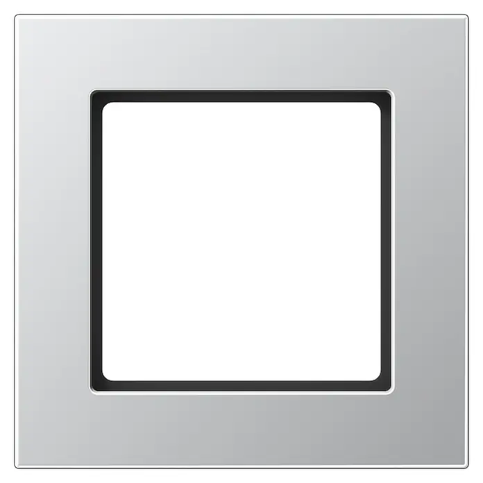 Jung Abdeckrahmen A5581BFAL - Aluminiumfarben, 1-fach, Kunststoff - Silberner Fotorahmen mit schwarzem Passepartout. Ideal für die Präsentation von Fotos und Kunstwerken mit einem modernen Touch.