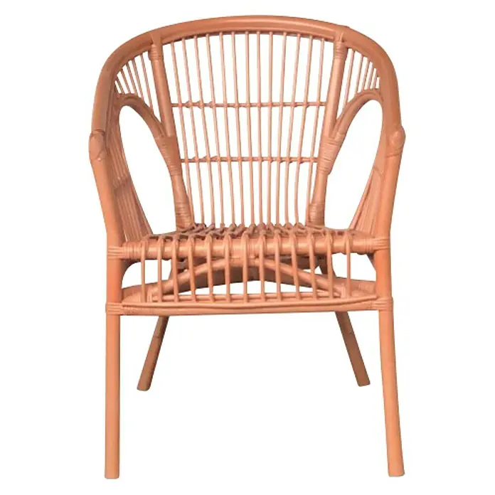 Sillón de jardín Maribel - An x Pr x Al: 58 x 57 x 77 cm, Terracota, Ratán natural - Sillón de mimbre color terracota con diseño curvo, ideal para salones o jardines de invierno. Asiento acogedor con un aspecto natural.