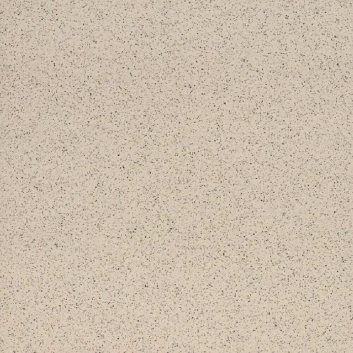 Feinsteinzeugfliese Pompei - 30 x 30 cm, Sand, Matt - Nahaufnahme einer beigen Arbeitsplatte mit feinen dunklen Sprenkeln, ideal für Küchen- und Badgestaltungen.