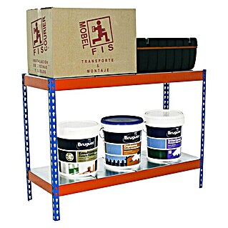 Simonrack Ecoforte Estructura de estantería Metal (Al x An x Pr: 90 x 150 x 75 cm, Capacidad de carga: 400 kg/balda, Número de baldas: 2 ud., Azul/Naranja)