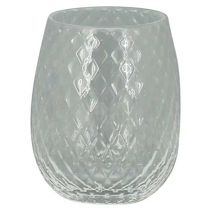 Aquasanit Diamond Portacepillos - Ø x Al: 8,5 x 10,4 cm, Vidrio, Transparente - Vaso de vidrio transparente con un patrón de diamantes. El diseño elegante hace que el vaso sea llamativo en cualquier mesa y perfecto para el uso diario.
