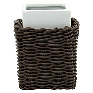 Aquasanit Rattan Portacepillos (Cerámica, Blanco/Marrón)