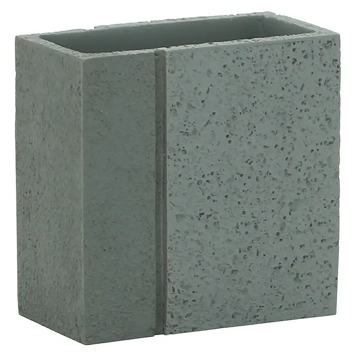 Aquasanit Fossil Portacepillos - L x An x Al: 9,2 x 9,2 x 4,7 cm, Plástico - Moderno portalápices de hormigón gris. Ideal para la oficina y el estudio, ofrece un elegante almacenamiento para utensilios de escritura.