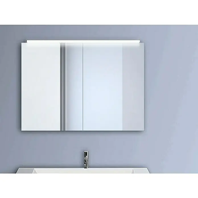 DSK LED-Spiegelschrank Aluminio Vegas - B x H: 70 x 50 cm, Aluminium, Aluminium - Ein schlanker Badezimmerspiegelschrank mit integrierter Beleuchtung, der Funktionalität und modernes Design vereint.