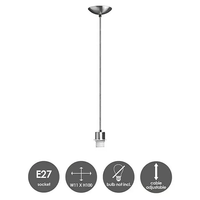 Home Sweet Home Pendelleuchte Fabric - Silber, 100 cm, 60 W, E27 - Skizze