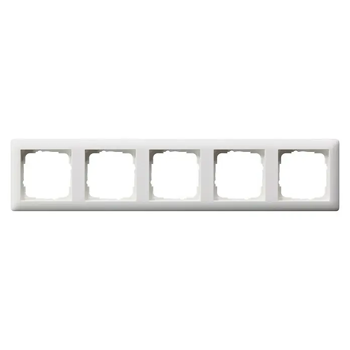 Gira Standard 55 Abdeckrahmen 021504 - Reinweiß seidenmatt, 5-fach, Kunststoff, Vertikal - Eine weiße 5-fach Abdeckung für Schalter und Steckdosen. Ideal für eine moderne und saubere Optik in jedem Raum, für eine individuelle Gestaltung.