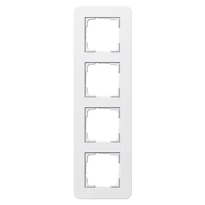 Gira E3 Abdeckrahmen 0214410 - Reinweiß glänzend, 4-fach, Kunststoff - Weißer Rahmen für vier modulare Einsätze. Ideal für Schalter und Steckdosen. Elegantes Design für jede Wand.