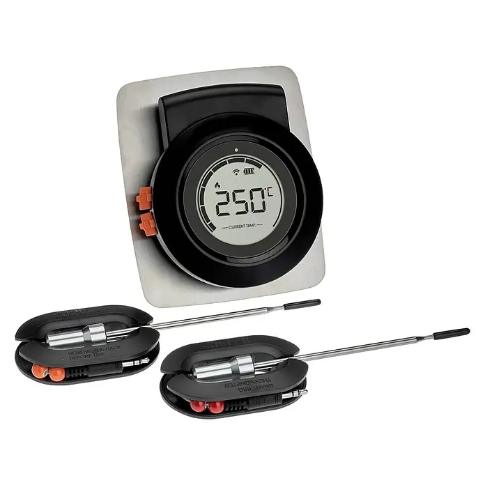 TFA Dostmann Grill-Thermometer Smart Wireless Hyper BBQ - Digital, Beleuchtung - Ein digitales Grillthermometer mit zwei Temperaturfühlern und einer Basisstation für präzises Grillen.