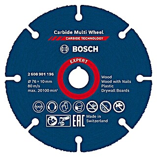 Bosch Expert Carbide doorslijpschijf Multi Wheel (Schijfdiameter: 76 mm, Geschikt voor: Hout)